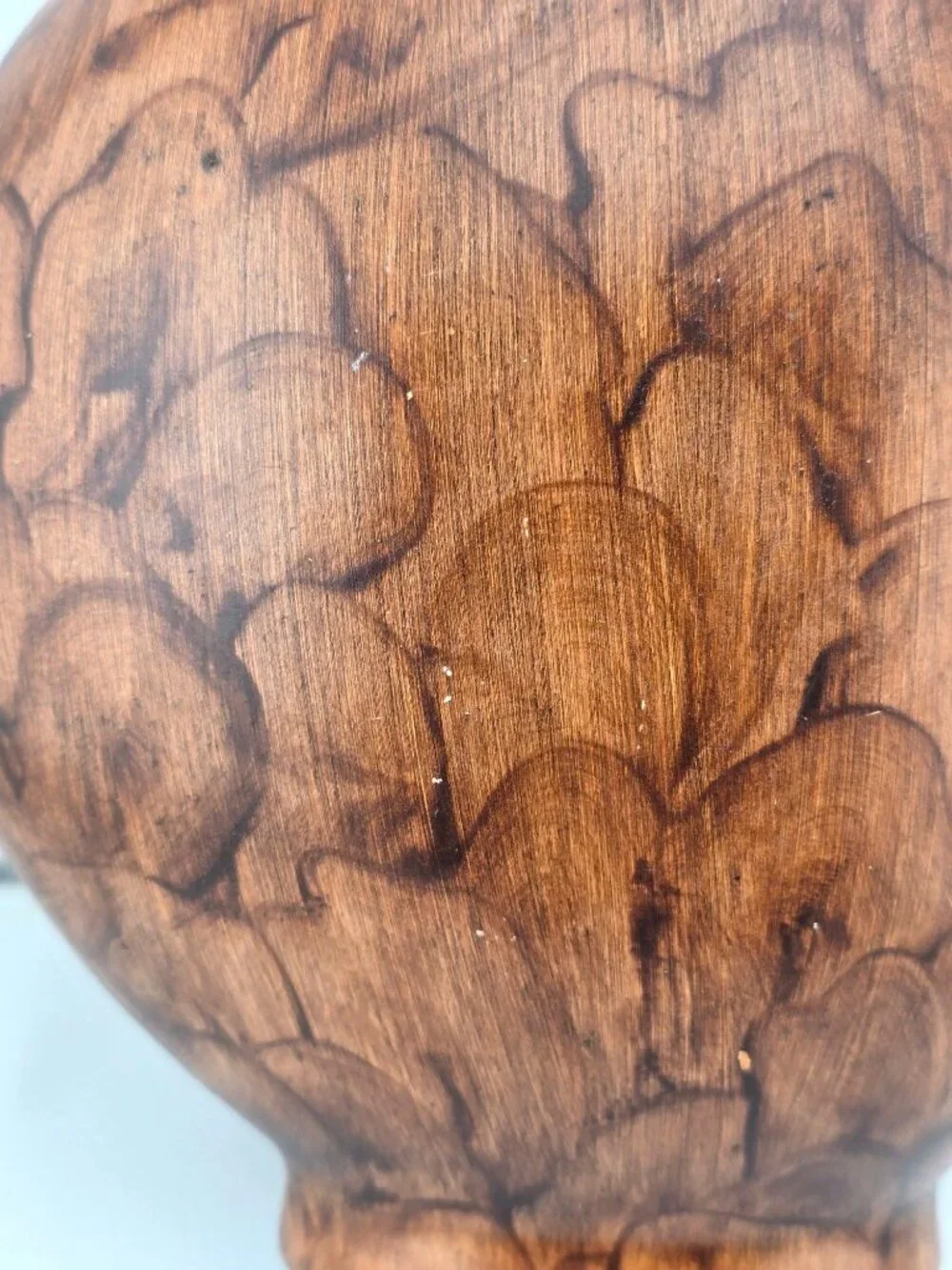 Handcrafted Wooden Floral-Patterned Vase With Natural Finish 8